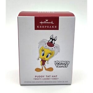 2024 Hallmark Looney Tunes Puddy Tat Hat Tweety Bird‎ Christmas Ornament New